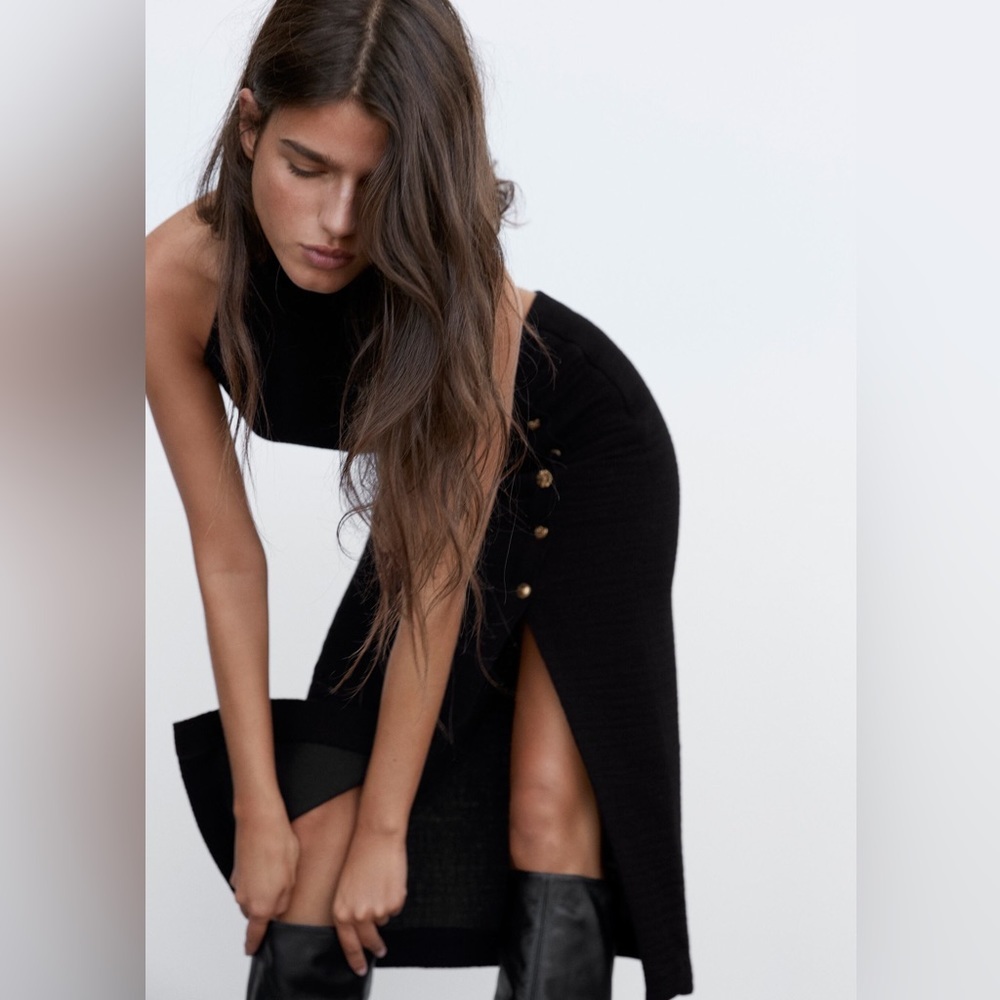 Midi slit black skirt - Picture 5 of 11